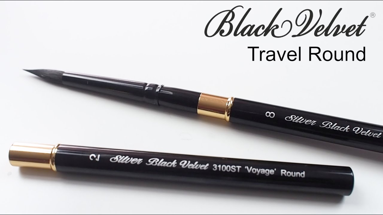 Silver Black Velvet Voyage Travel Brushes - High quality artists