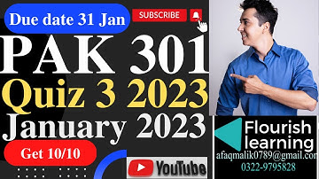 PAK301 Quiz 3 Solution 2023 / PAK 301 Quiz 3 Solution Semester Fall 2022 / PAK 301 Quiz 3 Fall 2022