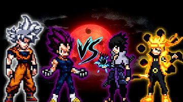 Son Goku V5 OP (AF) & Vegeta DBS V2 OP (AF) VS Naruto V2 OP (AF) & Sasuke Rinnegan V3 OP in Mugen
