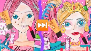Harley Quinn makeup transformation Paper dolls dress up Barbie transform into Harley Quinn