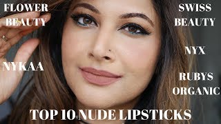 TOP 10 AFFORDABLE NUDE LIPSTICKS AVAILABLE IN INDIA FOR MEDIUM BROWN INDIAN SKIN  SWATCHES + REVIEW