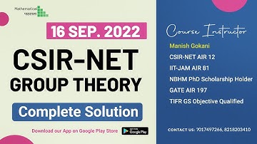 CSIR NET 16 SEPTEMBER GROUP THEORY COMPLETE SOLUTION | TOTAL 12.5 MARKS