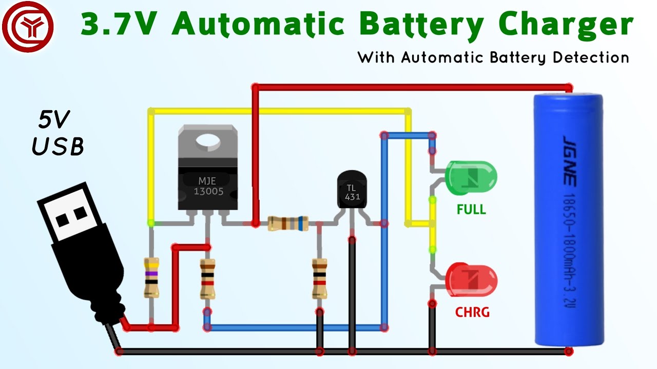 Simple 3.7 volt battery charger with auto cut off - YouTube