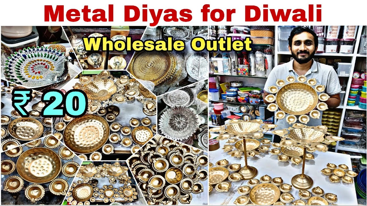 Diwali Metal Diyas Uril Wholesale Outlet ₹20 | Chikpet Bangalore | Diwali Lights | Diwali Lamps