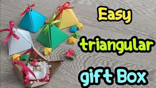 How to make a triangular gift box 🎁 great gift wrapping idea, Box pyramid
