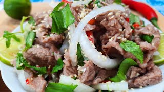 GỎI BÒ TÁI CHANH | Cách làm gỏi bò mềm ngon thơm | Beef salad with rare lemon - phùng bắc tv #249