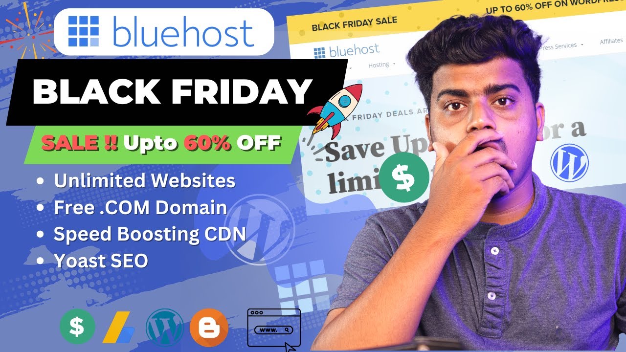 Bluehost Black Friday 2022 : 60% OFFð¥Free Coupon, Best Black Friday  Hosting Deals For WordPress