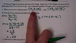 Video Notes: Point Slope Word Problems Given 2 Points