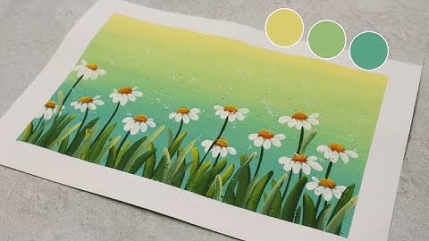 🌼Vẽ tranh hoa cúc - Màu nước Thiên Long và giấy A4 thông thường