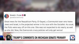 Trump responds to progressive candidate winning Michigan's Senate Democratic nomination