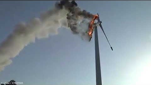 Wind turbine blade struck by lightning 