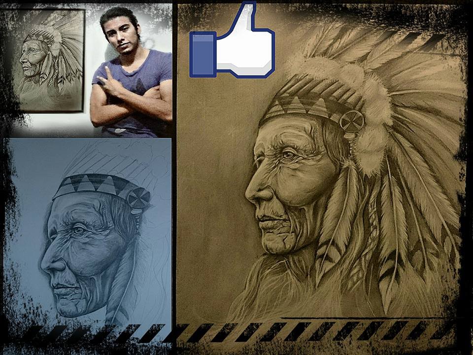Drawing - Apache. Dibujo - Apache Anciano 