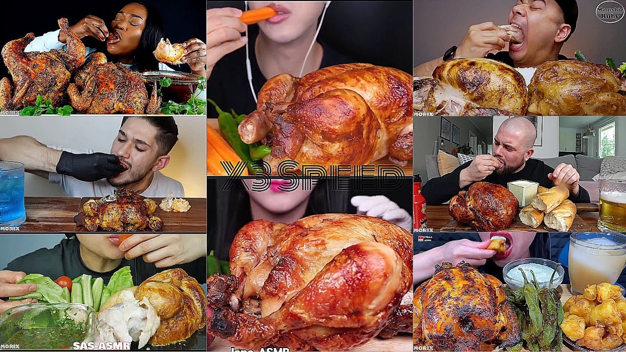 Asmr WHOLE ROTISSERIE CHICKEN *Juicy*|ASMR X3 Speed| No Talking|Mukbang|Only Bites|Asmr Compilation 