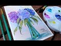 How To Paint Hydrangea Flowers Beginner Watercolor Tutorial