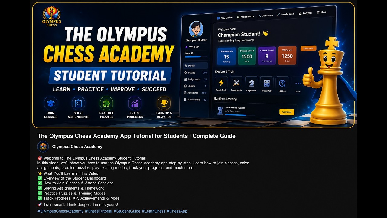 The Olympus Chess Academy App Tutorial for Students | Complete Beginner Guide