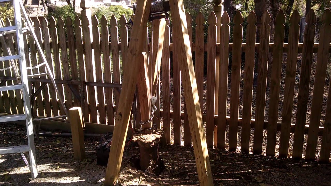 Pulling a concreted fence post the easy way with an electric atv winch