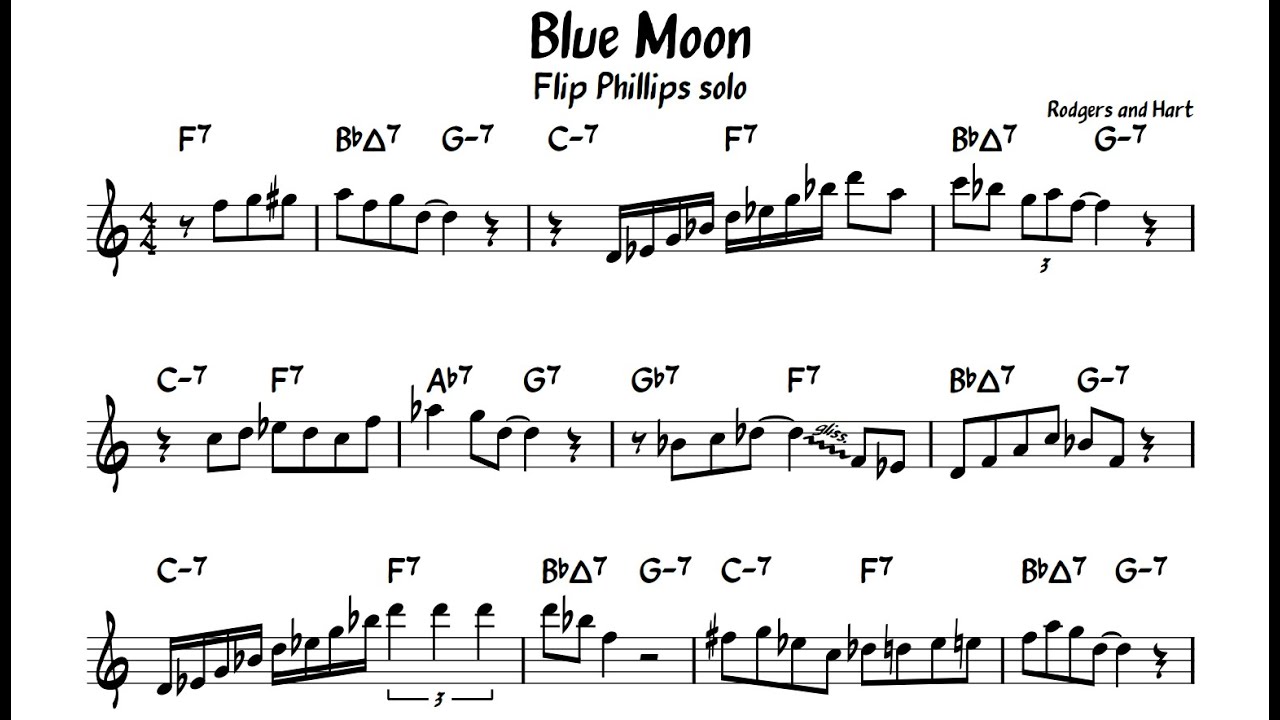 Blue Moon - Flip Phillips - Bb Tenor Saxophone Transcription - YouTube