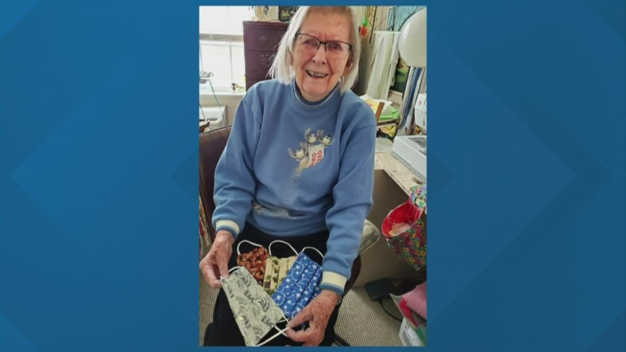 95-year-old Marysville woman makes face masks by hand