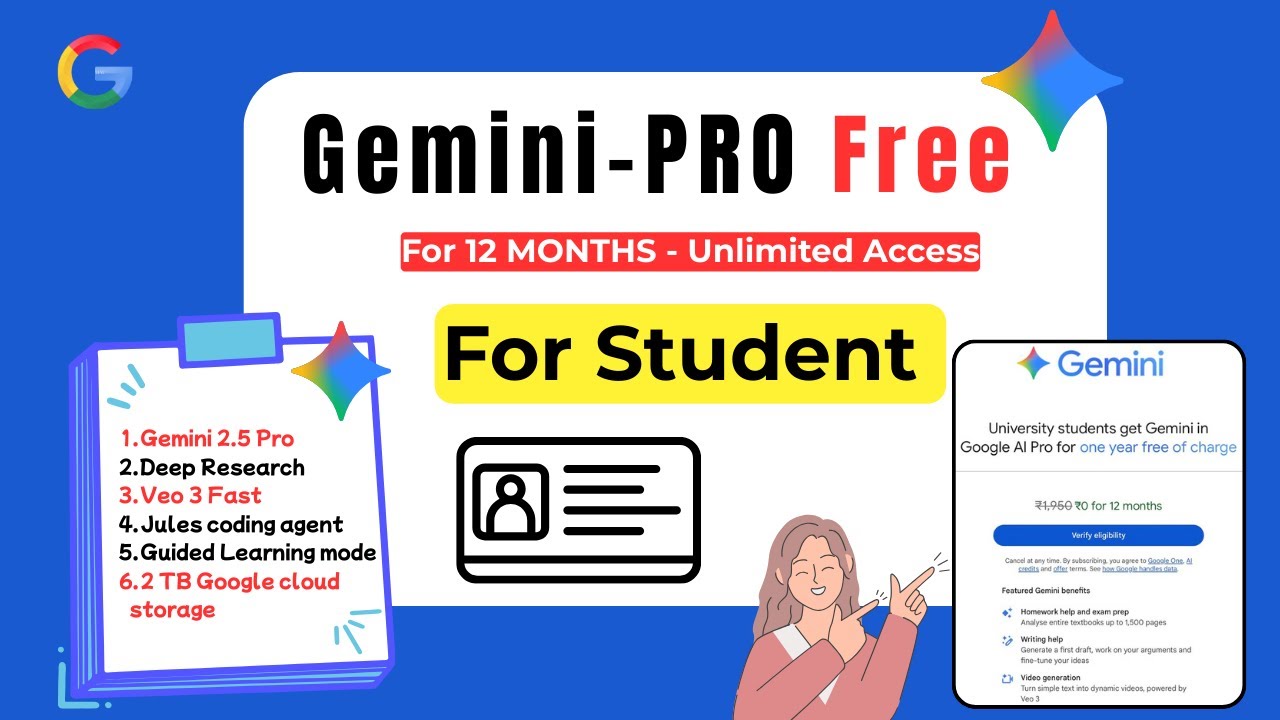 How to Get Google AI with Gemini Pro + VEO 3 FREE 🔥|| Gemini Student ...