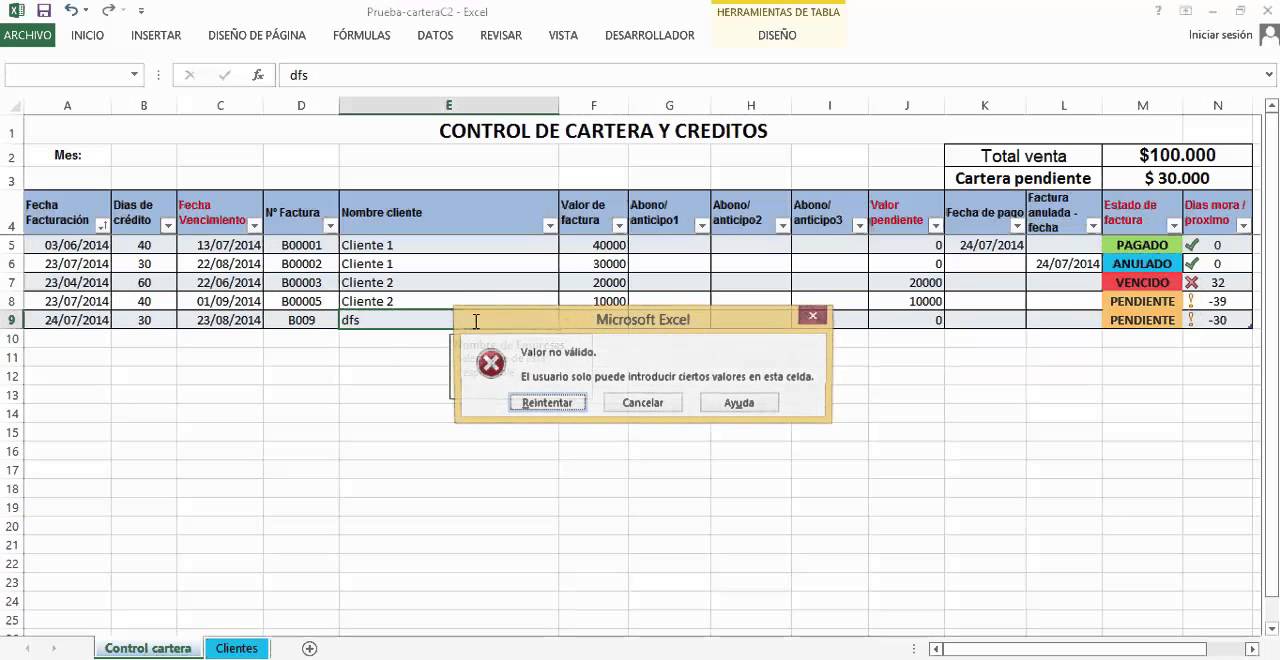 Facturas en excel