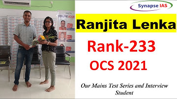 Ranjita Lenka, Rank-233  @Synapse-IAS Prelim,Mains Test Series And Interview Student