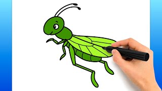 How To Draw A Grasshopper Jumping (Easy Drawing Tutorial)