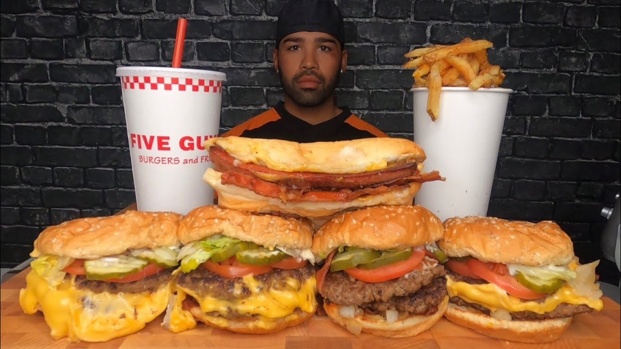 (ASMR) FIVE GUYS MUKBANG