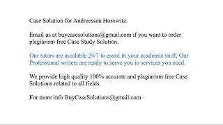 Case Solution Andreessen Horowitz