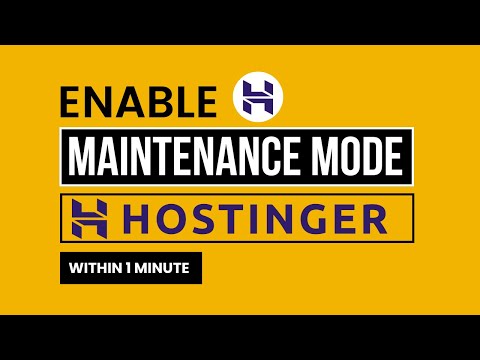 How To Enable Maintenance Mode In Hostinger | Hostinger Website Maintenance Mode