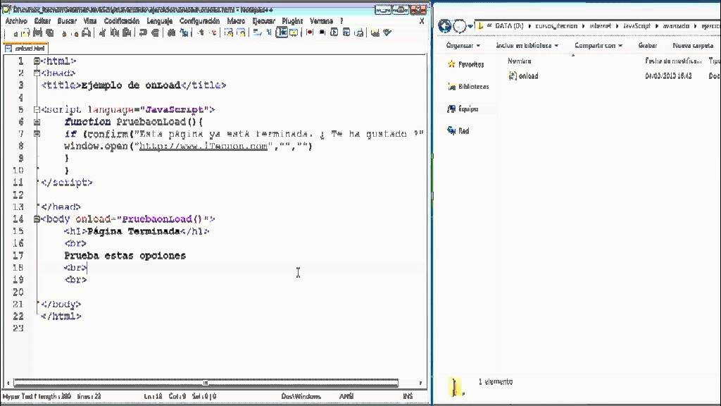 Evento onload de JavaScript - YouTube