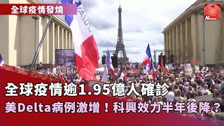 【最新全球疫情】美國Delta病例激增，CDC呼籲打疫苗者續戴口罩｜科興效力半年後降，中國疫苗品質堪憂｜全球疫情累計逾1.95億人確診@globalnewstw