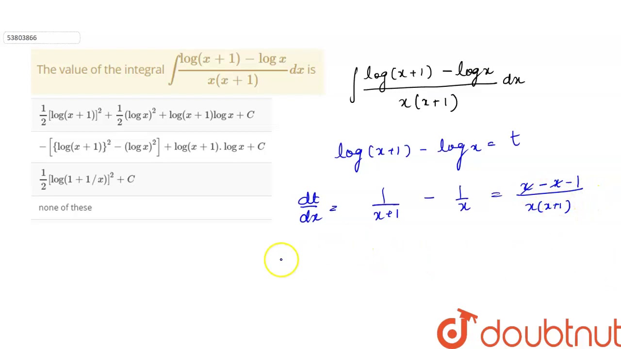 The value of the integral `int(log(x+1)logx)/(x(x+1))dx