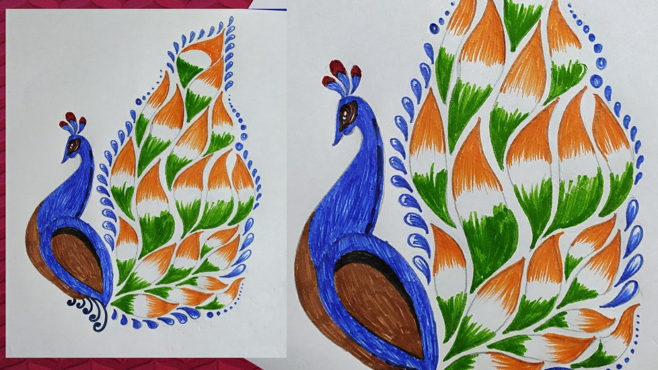 Independence Day Special Drawing Of Tricolour Peacock - YouTube
