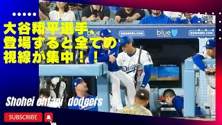大谷翔平選手にみんな夢中。観客は打席に立つだけで立ち上がるファン。バットでコーチをトントン呼ぶのはフレンドリー過ぎだけど笑#shoheiohtani #dodgers#superstar#二刀流復活 