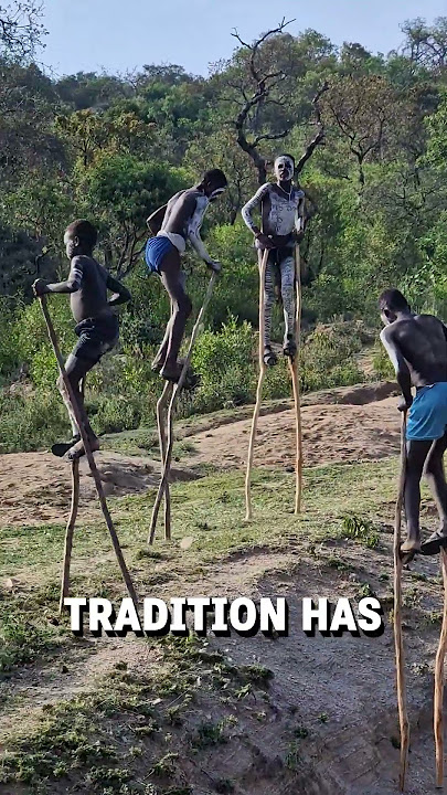 Members of Banna tribe walking on stilts! 😮  -  🎥 ViralHog