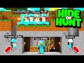 my SECRET Minecraft base vs 20 base HUNTERS! (Hide Or Hunt)