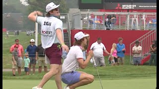 Trevor Zegras has Cole Caufield as his caddy at Rocket Mortgage Classic pro-am with Dylan Larkin