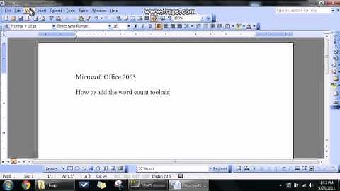 MS Word 2003 how to add wordcount toolbar