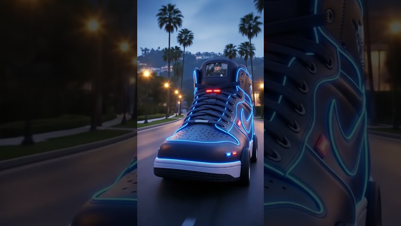Police futuristic shoecar neon light 