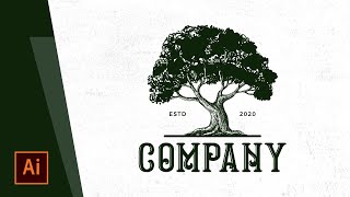 How To Draw A Tree Logo in Adobe illustrator Tutorial