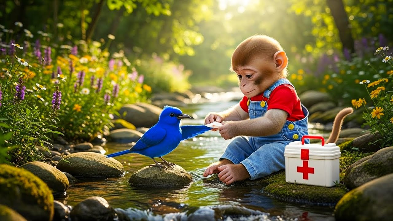 Monkey KiKi Peaceful Farm Trip Turns into a Tender Rescue for a Baby Bird Who Fell from the Tree 💛