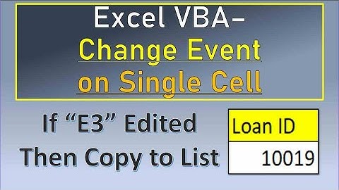 Excel VBA Change Event on Single Cell