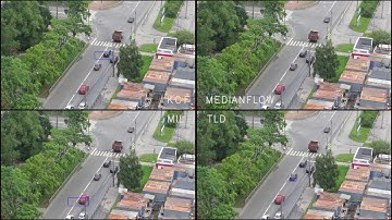 Test of 4 OpenCV tracking algorithms / test09 / moving object tracking with zoom