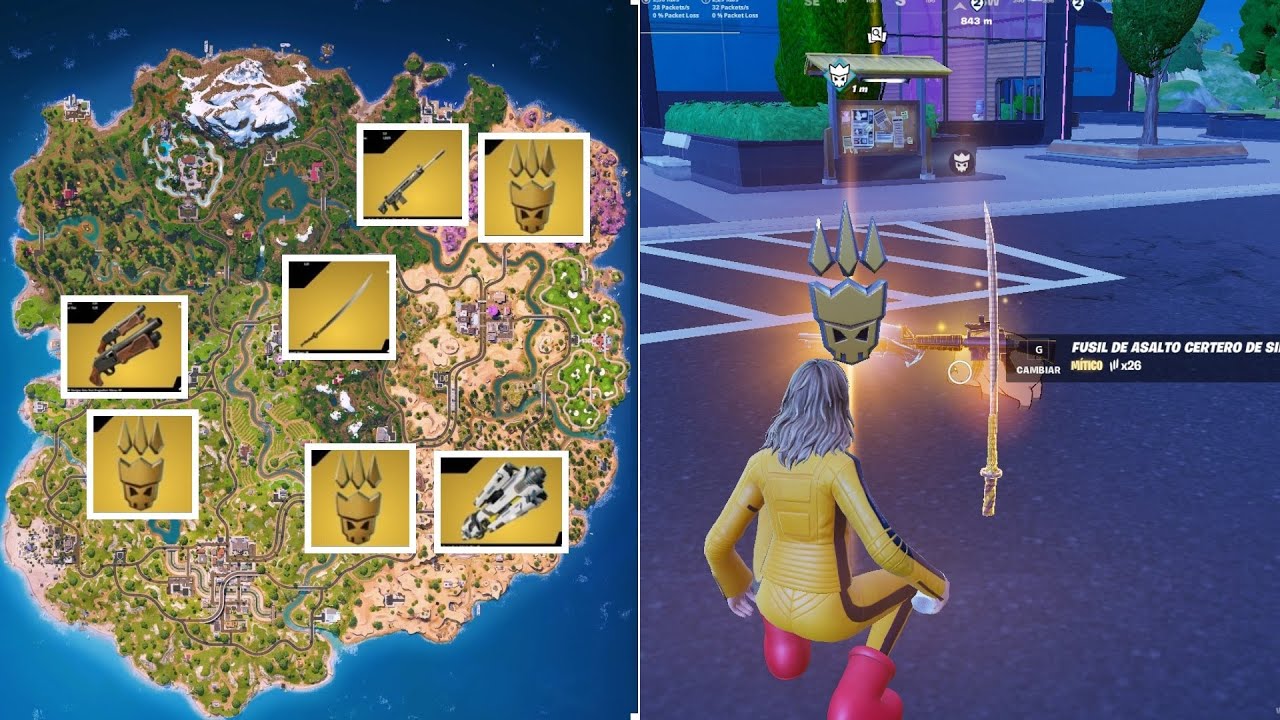 ¡UBICACIÓN! TODAS las *ARMAS MÍTICAS, VILLANOS y MEDALLONES* en FORTNITE Capítulo 7...!