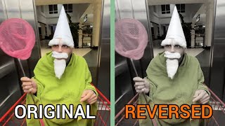 Tiny Green Wizard Original Vs Reversed  The Green Wizard Gnome At The Mall   Green Wizard Mall