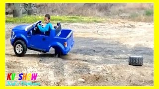 Kruz Joyriding His Power Wheel Ride On Ford F150! The Wheel Fell Off!