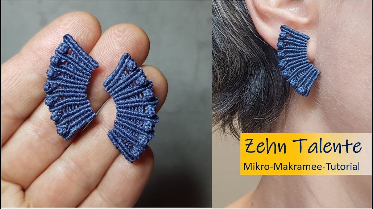 DIY Makramee Tutorial Ohrstecker mit internationalen Untertiteln Level 2; 08/2022