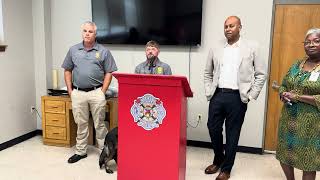 Meridian Fire Department Unveils New Explosives Detection Dog at Press Conference