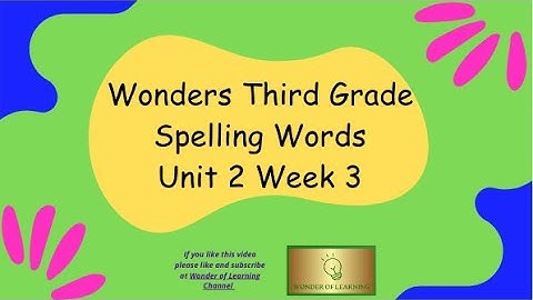 Wonders 3rd Grade Spelling Words Unit 2 Week 3