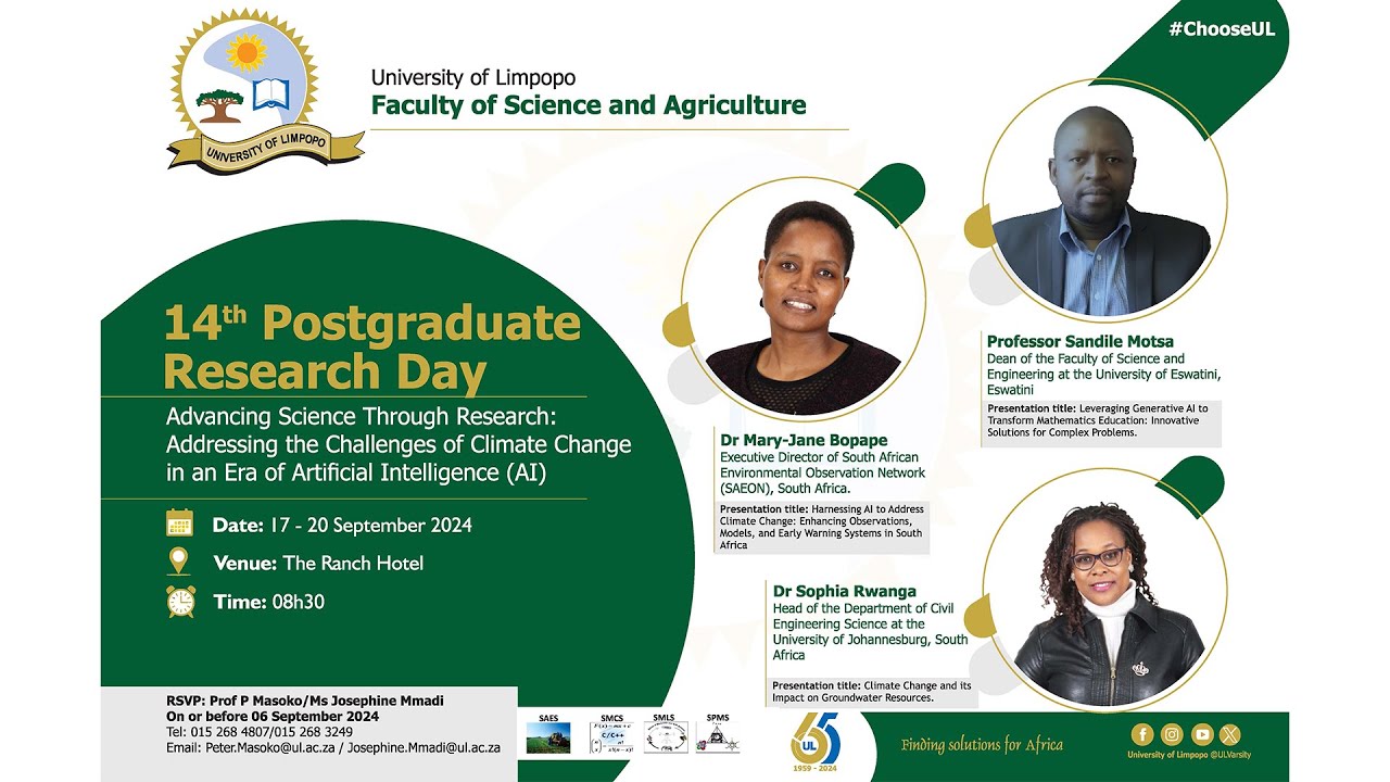 Faculty of Science and Agriculture 14th Postgraduate Research Day | Day 1